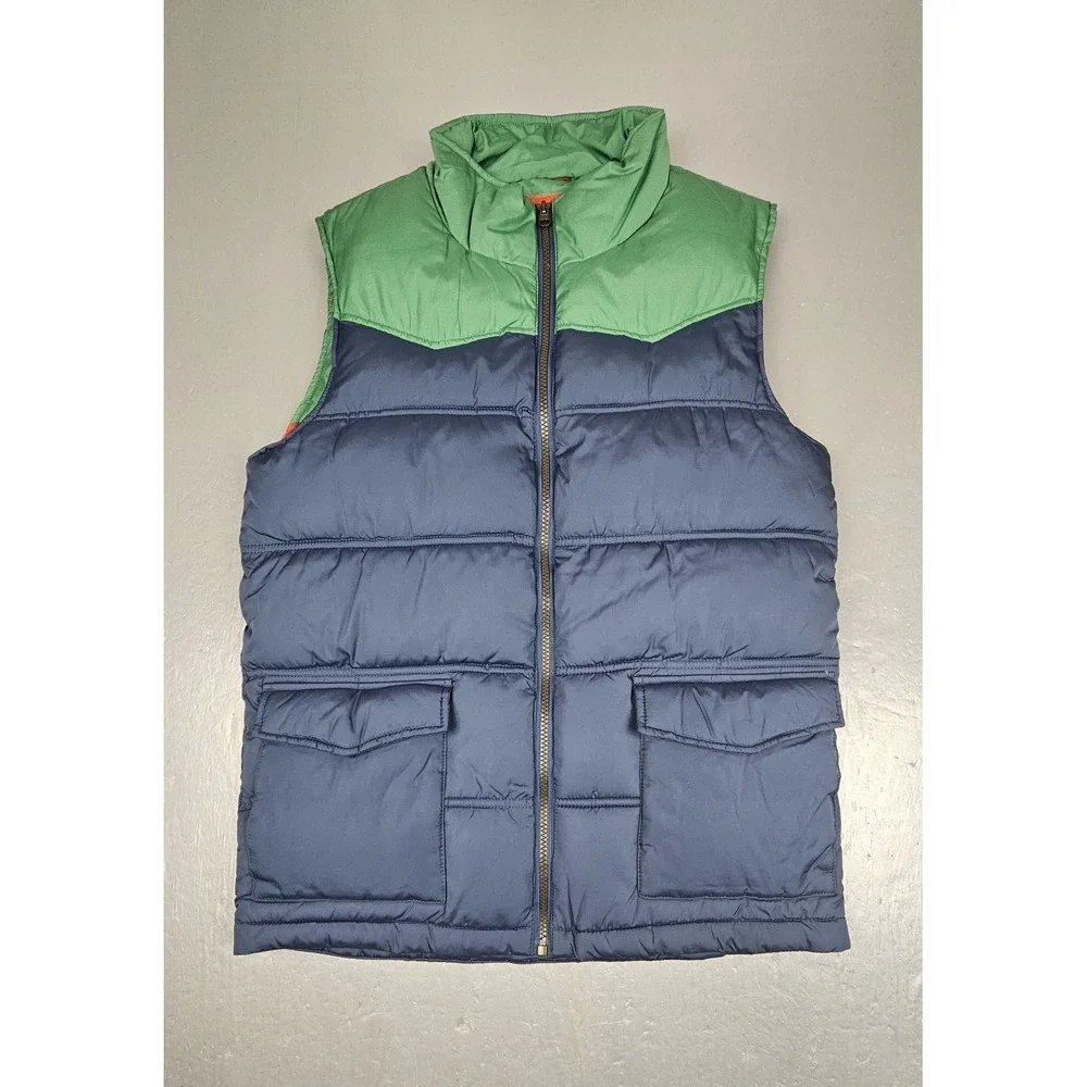 Mossimo Supply Co Puffer Vest Mens Small Green Blue Colorblock‎ Full Zip Quilted
